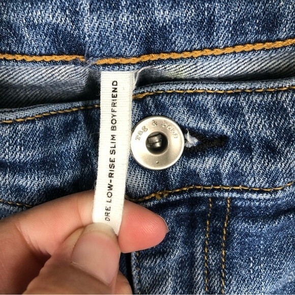 Rag & Bone Dre Low-Rise Slim Boyfriend Jeans Distressed Dobbie Wash 27 - Picture 4 of 11